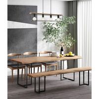 Pendant 4 Light ES Rectangular Wood Black 800mm CLA Lighting