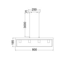 Pendant 4 Light ES Rectangular Wood Black 800mm CLA Lighting