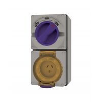 Combination Switched Socket IP66 20A 500V 5 Pin Buffalo Grey Trader
