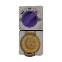 Combination Switched Socket IP66 20A 500V 5 Pin Buffalo Grey Trader
