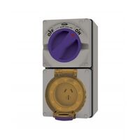 Combination Switched Socket IP66 20A 500V 5 Pin Buffalo Grey Trader
