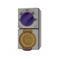 Combination Switched Socket IP66 20A 500V 5 Pin Buffalo Grey Trader