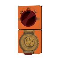 Combination Switched Socket IP66 40A 500V 5 Pin Buffalo Orange Trader