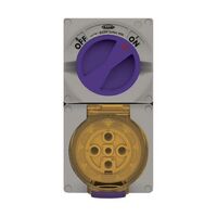 Combination Switched Socket IP66 20A 500V 5 Pin Buffalo Grey Trader