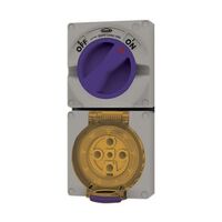 Combination Switched Socket IP66 20A 500V 5 Pin Buffalo Grey Trader