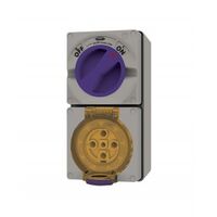 Combination Switched Socket IP66 20A 500V 5 Pin Buffalo Grey Trader