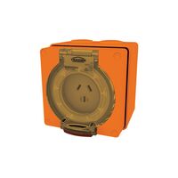 Socket Outlet IP66 10A 250V 3 Flat Pin Buffalo Orange Trader