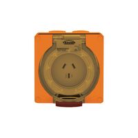 Socket Outlet IP66 10A 250V 3 Flat Pin Buffalo Orange Trader