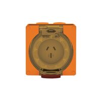 Socket Outlet IP66 15A 250V 3 Flat Pin Buffalo Orange Trader