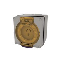 Socket Outlet IP66 20A 250V 3 Flat Pin Buffalo Grey Trader
