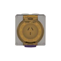 Socket Outlet IP66 20A 250V 3 Flat Pin Buffalo Grey Trader