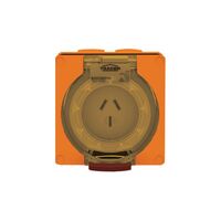 Socket Outlet IP66 20A 250V 3 Flat Pin Buffalo Orange Trader