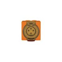 Socket Outlet IP66 20A 500V 4 Round Pin Buffalo Orange Trader