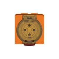 Socket Outlet IP66 40A 500V 4 Round Pin Buffalo Orange Trader