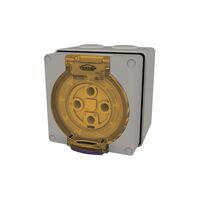 Socket Outlet IP66 40A 500V 4 Round Pin Buffalo Grey Trader