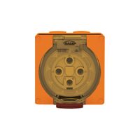 Socket Outlet IP66 50A 500V 4 Round Pin Buffalo Orange Trader
