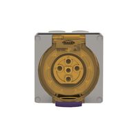 Socket Outlet IP66 20A 500V 5 Round Pin Buffalo Grey Trader