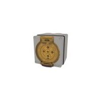 Socket Outlet IP66 50A 500V 5 Round Pin Buffalo Grey Trader