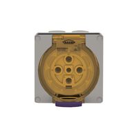 Socket Outlet IP66 50A 500V 5 Round Pin Buffalo Grey Trader