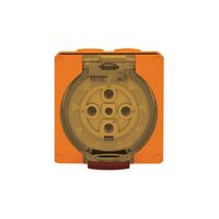 Socket Outlet IP66 50A 500V 5 Round Pin Buffalo Orange Trader
