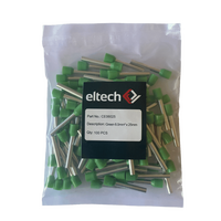 Single Cord End Ferrule 6mm² x 25mm Green Pack of 100 Eltech