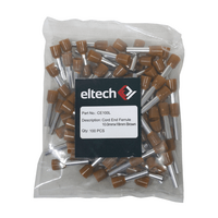 Single Cord End Ferrule 10mm² x 25mm Brown Pack of 100 Eltech