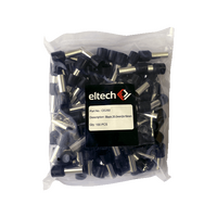 Single Cord End Ferrule 25mm² x 25mm Black Pack of 100 Eltech