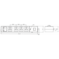 Powerboard Main Switched 4 Outlet Dual USB-A 2400W White Trader