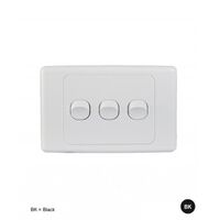 Switch Horizontal 4 Gang 10AX 16A 250V Cougar Black Trader