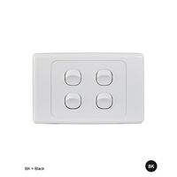 Switch Horizontal 4 Gang 10AX 16A 250V Cougar Black Trader