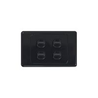 Switch Horizontal 4 Gang 10AX 16A 250V Cougar Black Trader
