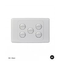 Switch Horizontal 4 Gang 10AX 16A 250V Cougar Black Trader