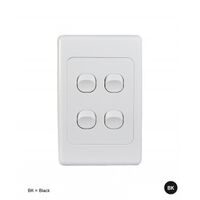 Switch Horizontal 4 Gang 10AX 16A 250V Cougar Black Trader