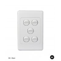 Switch Horizontal 4 Gang 10AX 16A 250V Cougar Black Trader