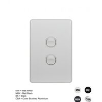 Switch Vertical 2 Gang Slim 10AX Flat Cat Matt Black Trader