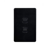 Switch Vertical 2 Gang Slim 10AX Flat Cat Matt Black Trader