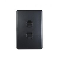 Switch Vertical 2 Gang Slim 10AX Flat Cat Matt Black Trader