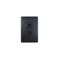 Switch Vertical 2 Gang Slim 10AX Flat Cat Matt Black Trader