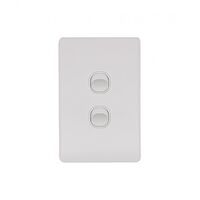 Switch Vertical 2 Gang Slim 10AX Flat Cat Matt Black Trader