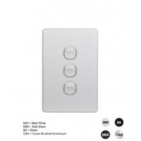 Switch Vertical 2 Gang Slim 10AX Flat Cat Matt Black Trader