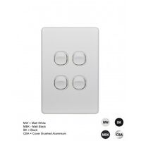 Switch Vertical 2 Gang Slim 10AX Flat Cat Matt Black Trader