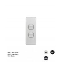 Switch Vertical 2 Gang Slim 10AX Flat Cat Matt Black Trader