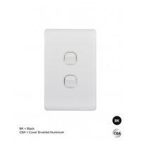 Switch Architrave 2 Gang 16AX 20A 250V Leopard Black Trader