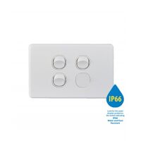 Switch Vertical 2 Gang 10AX 250V IP66 Puma White Trader