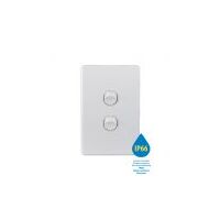 Switch Vertical 2 Gang 10AX 250V IP66 Puma White Trader