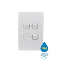 Switch Vertical 2 Gang 10AX 250V IP66 Puma White Trader