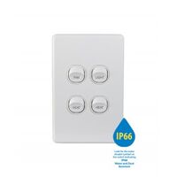 Switch Vertical 2 Gang 10AX 250V IP66 Puma White Trader