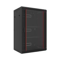 Wall Mount Rack 18RU Single Section 450mm Deep Glass Door Redback