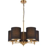 Pendant Light 5 Light E27 650mm Antique Gold Ivory Argos Telbix