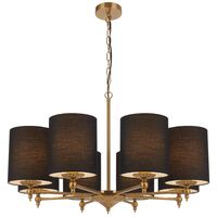 Pendant Light 8 Light E27 850mm Antique Gold Black Argos Telbix